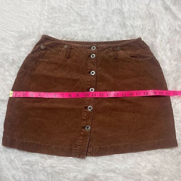 Vintage Silver Jeans Brown Corduroy Button Front Mini Skirt Size 11/12 Cotton Ma - Picture 8 of 9